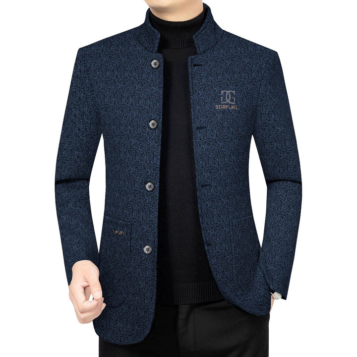 Herren Moderner Stehkragen-Blazer im Travel-Stil mit wattierter Innenfütterung Drune