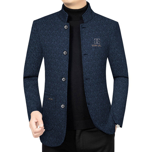 Herren Moderner Stehkragen-Blazer im Travel-Stil mit wattierter Innenfütterung Drune