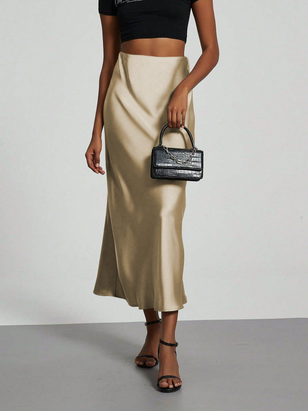 Damen Elegante und fließende Satin Maxiröcke Drune