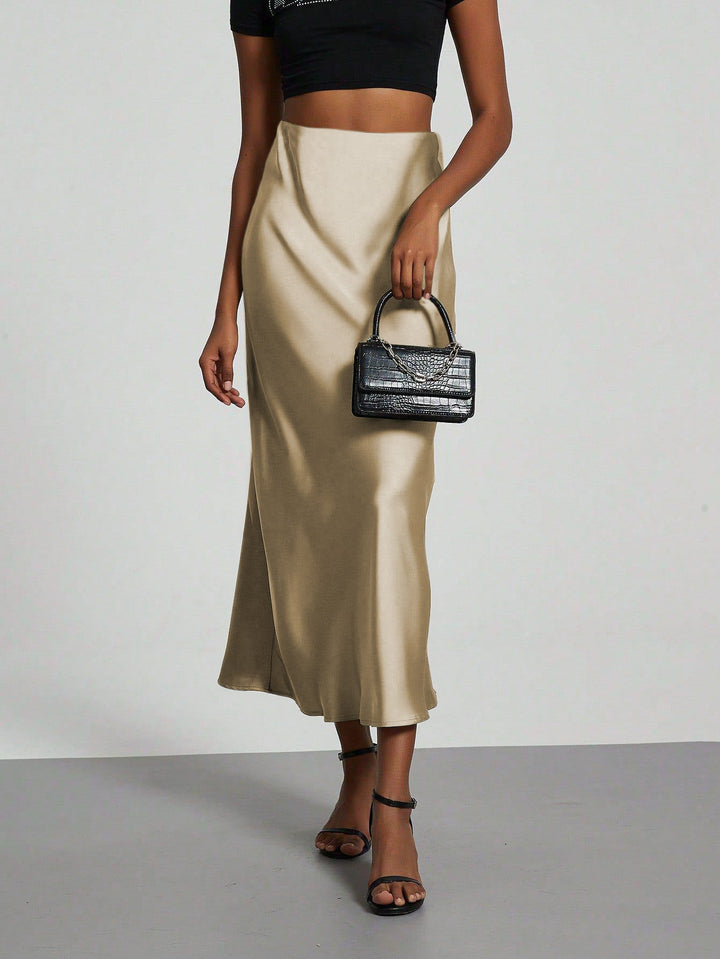 Damen Elegante und fließende Satin Maxiröcke Drune