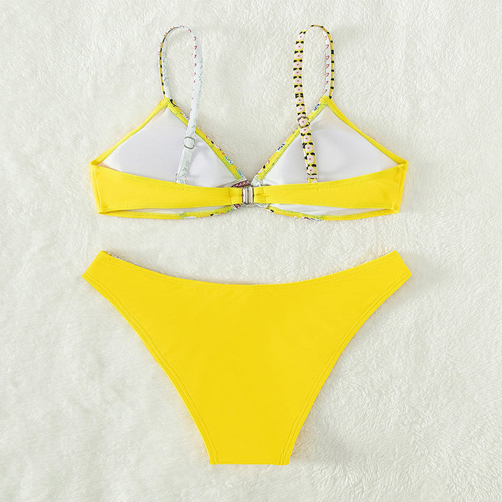 Damen Bikini-Set mit floralem Design und hochgeschnittenem Slip Drune