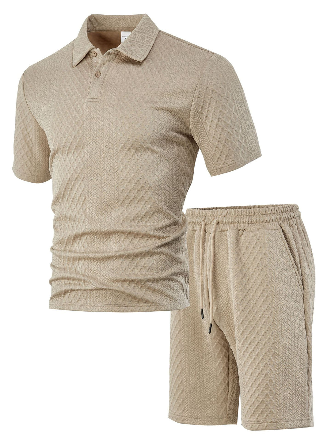 Herren nan strukturiertes Poloshirt- und Bermudashorts-Set aus gesteppter Baumwollmischung Drune