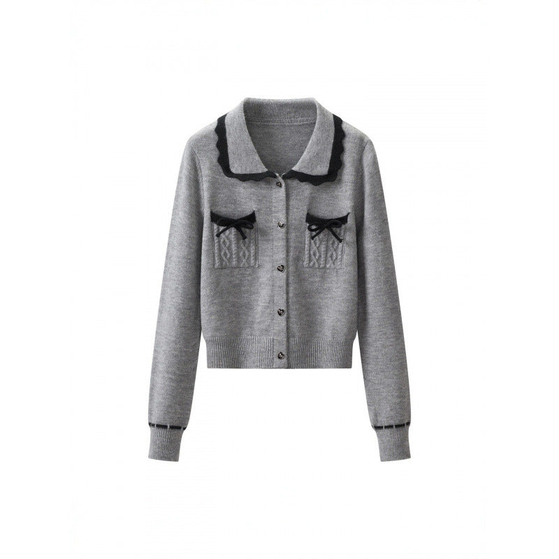 Damen Zweiteiliges Feinstrick‑Set mit kurzgeschnittenem Rüschen‑Cardigan und High‑Waist Bleistiftrock Drune