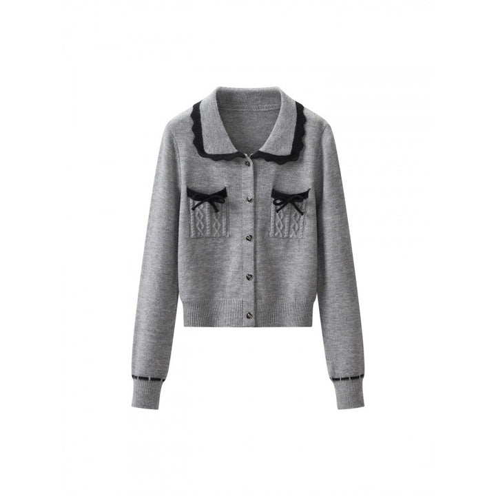 Damen Zweiteiliges Feinstrick‑Set mit kurzgeschnittenem Rüschen‑Cardigan und High‑Waist Bleistiftrock Drune