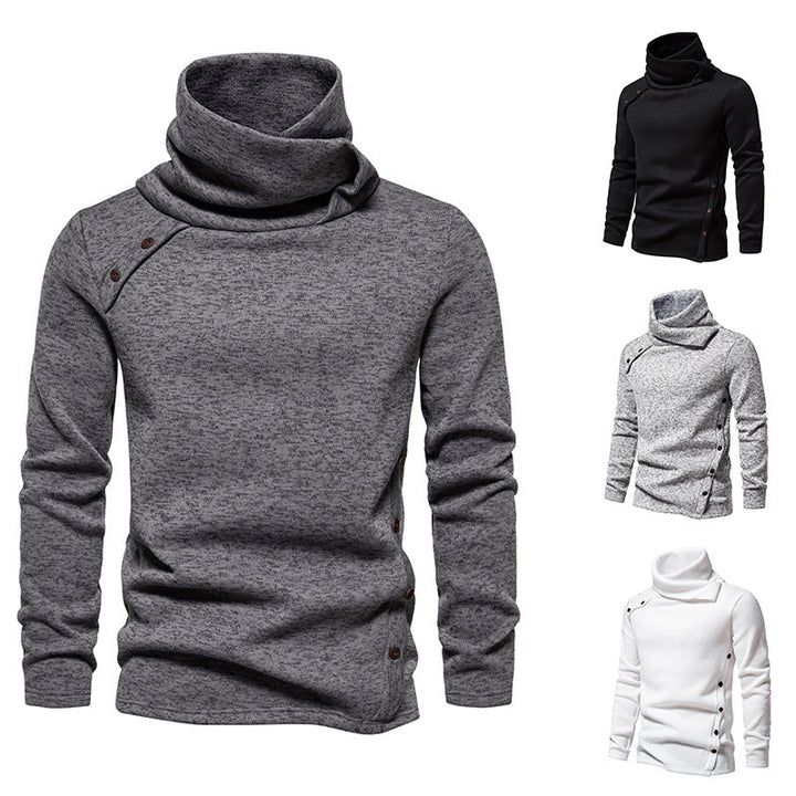 Herren modisches Kapuzenpullover mit asymmetrischem Design und Knopfdetails Drune