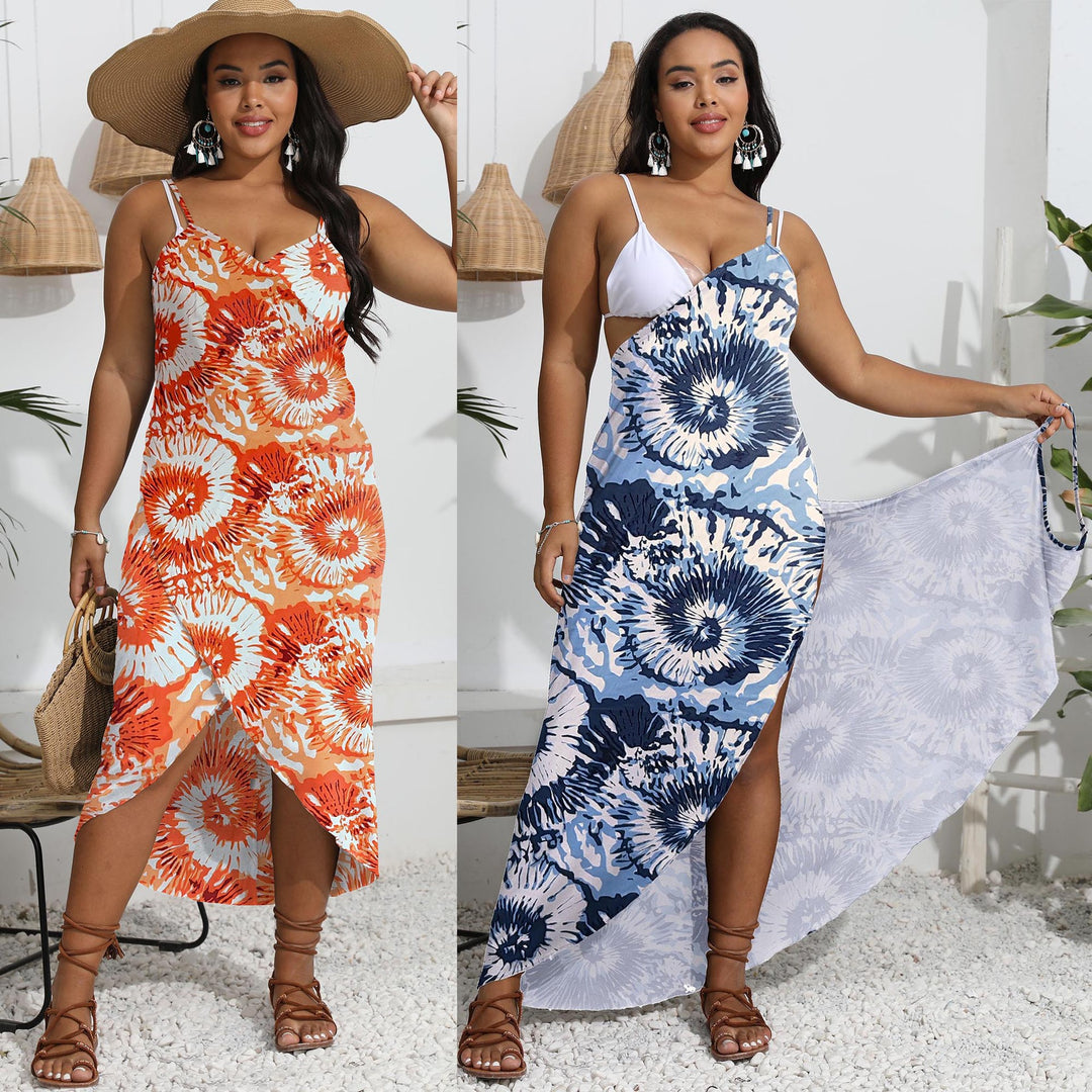 Damen Maxikleid mit asymmetrischem Saum und blumigem Muster Drune