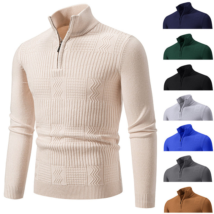 Herren Strukturierter Halbzip-Mockneck-Pullover mit Zopfmuster Drune