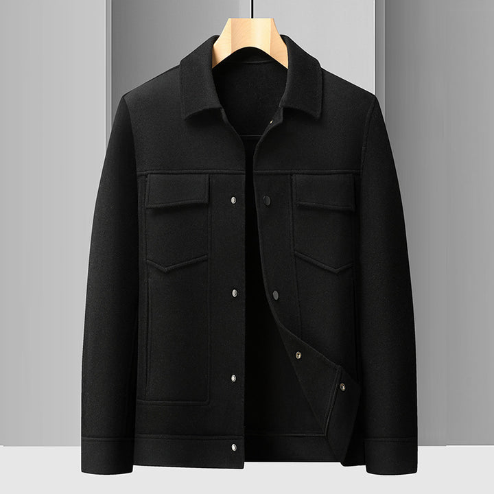 Herren Wollfilz-Truckerjacke mit Pattentaschen und Druckknopfverschluss Drune