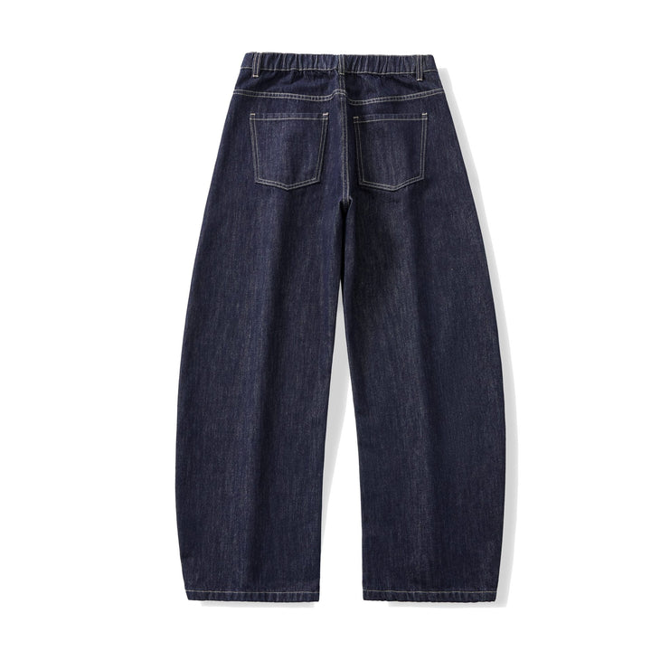 Damen Weite hochgeschnittene Cropped-Jeans aus Raw-Denim mit klassischem Taschen-Design Drune