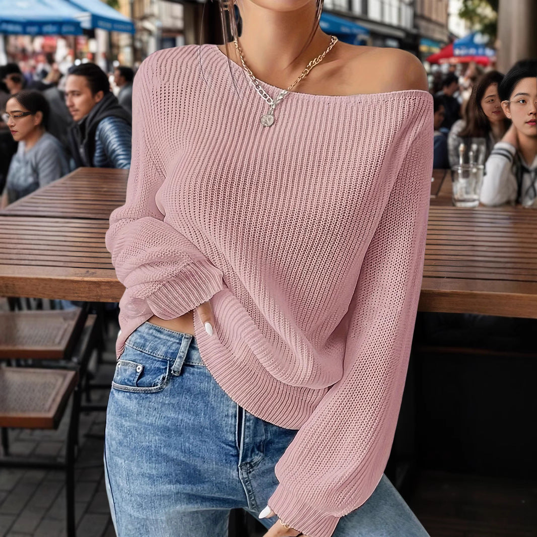 Damen lässiger Pullover mit asymmetrischem Schnitt und überschnittenen Schultern Drune