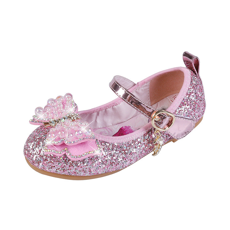 Mädchen Glitzernde Ballerinas mit Schleifenapplikationen Drune