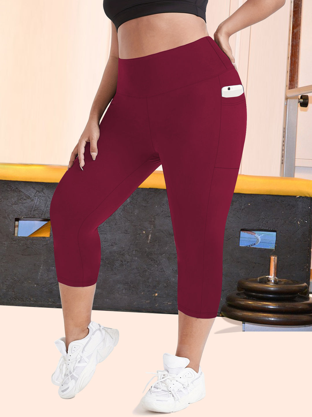 Damen Sculpting-Capri mit hoher Taille, Seitentaschen und formender Nahtführung Drune