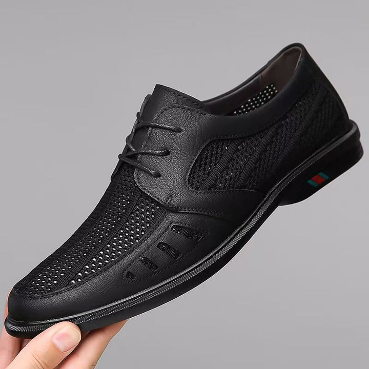 Herren Atmungsaktiver Business-Casual-Halbschuh mit Lochstrick-Elementen Drune
