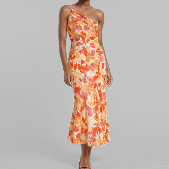 Damen Maxikleid mit schulterfreiem Design und elegantem Drapierungseffekt Drune
