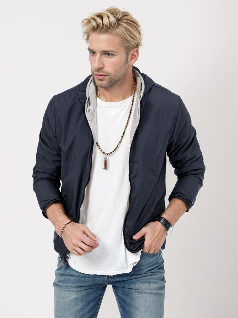 Herren leichte Übergangsjacke mit verstellbarer Kapuze Drune