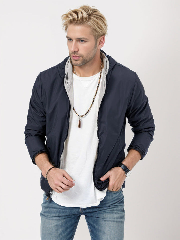 Herren leichte Übergangsjacke mit verstellbarer Kapuze Drune