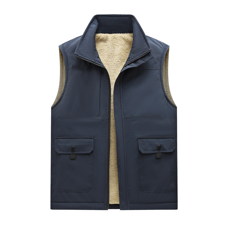 Herren Gefütterte Outdoor‑Utilityweste mit Teddy‑Inlay und Frontklappentaschen Drune