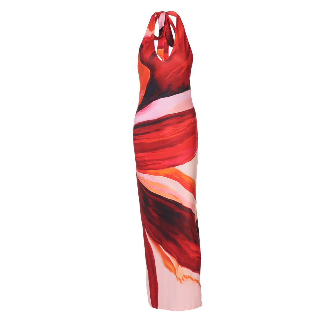 Damen Elegantes Maxikleid mit Halsband und raffinierten Farbverlauf Drune