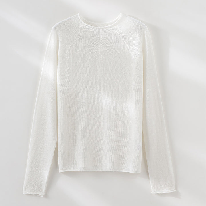 Damen Feiner leichtgewichtiger Rundhals-Feinstrickpullover mit Raglanärmeln Drune