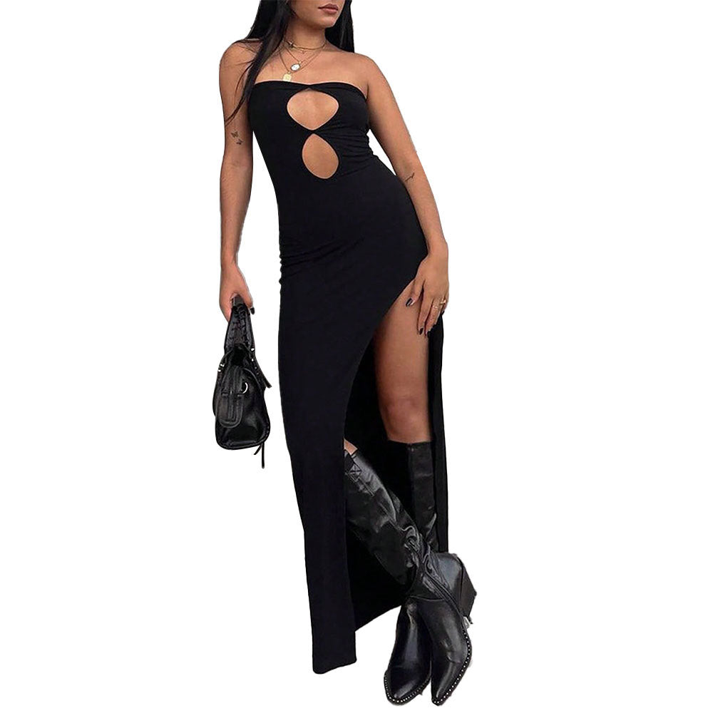 Damen Maxikleid mit asymmetrischem Schlitz und Cut-Out-Details Drune
