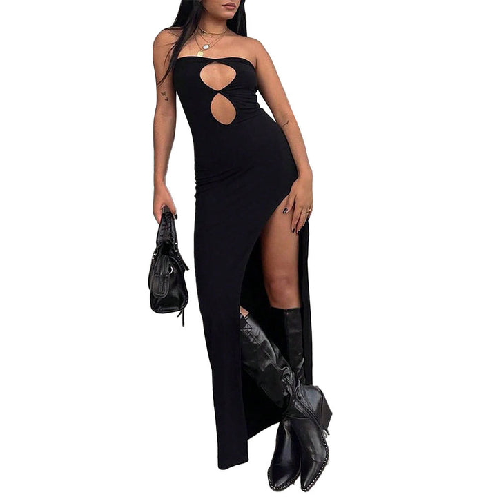 Damen Maxikleid mit asymmetrischem Schlitz und Cut-Out-Details Drune