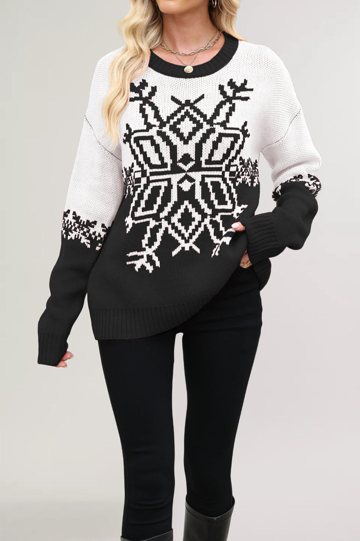 Damen Oversized Weihnachtsstrickpullover Drune