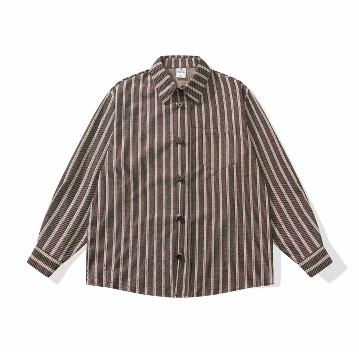 Damen Gestreifte Overshirt‑Hemdjacke mit Brusttasche Drune