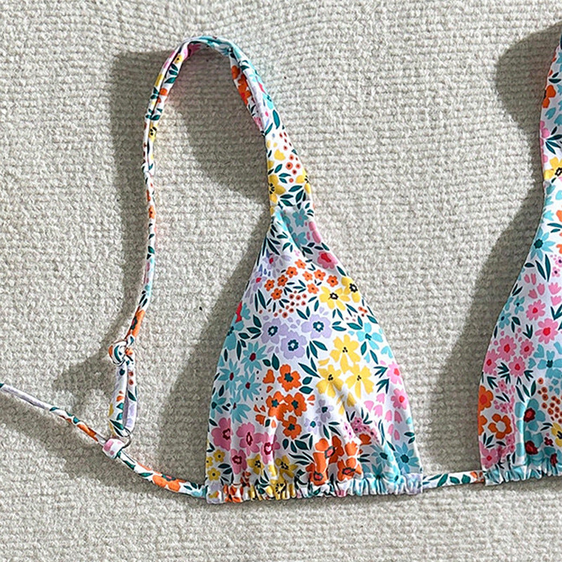 Damen Triangel-Bikini mit verstellbaren Trägern und floralem Design Drune
