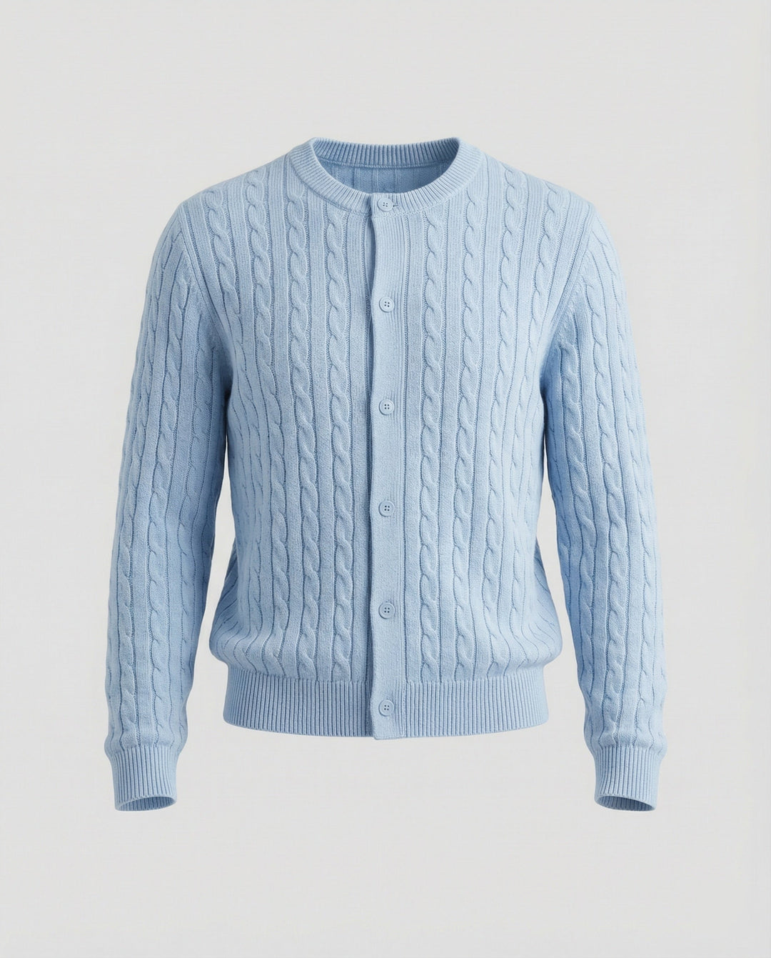 Damen kurzes Zopfmuster-Cardigan mit Rundhalsausschnitt und minimalistischer Knopfleiste Drune