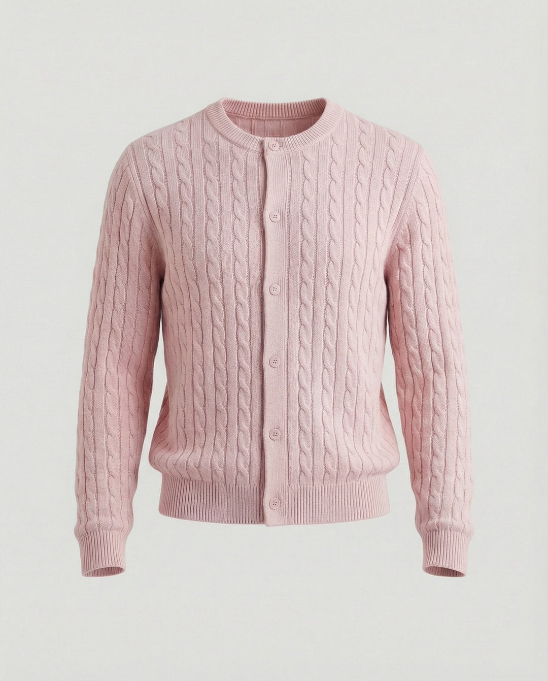 Damen kurzes Zopfmuster-Cardigan mit Rundhalsausschnitt und minimalistischer Knopfleiste Drune
