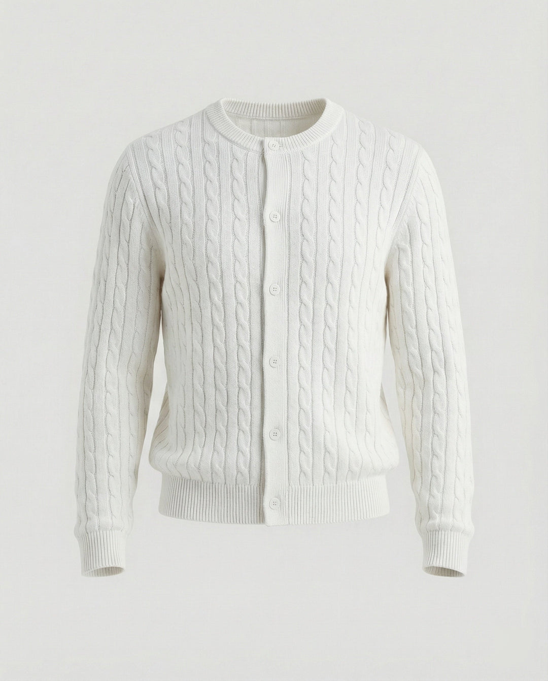 Damen kurzes Zopfmuster-Cardigan mit Rundhalsausschnitt und minimalistischer Knopfleiste Drune