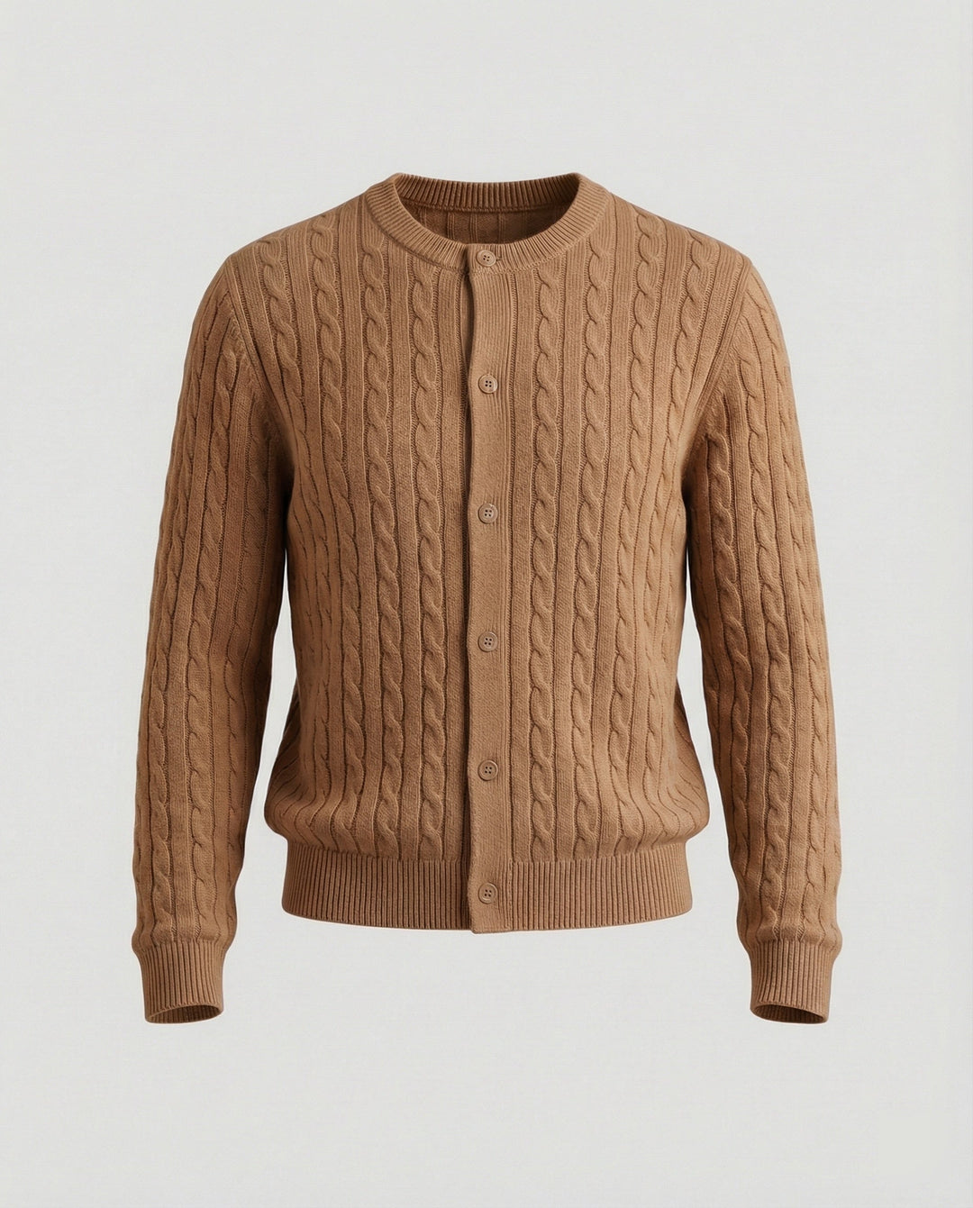 Damen kurzes Zopfmuster-Cardigan mit Rundhalsausschnitt und minimalistischer Knopfleiste Drune