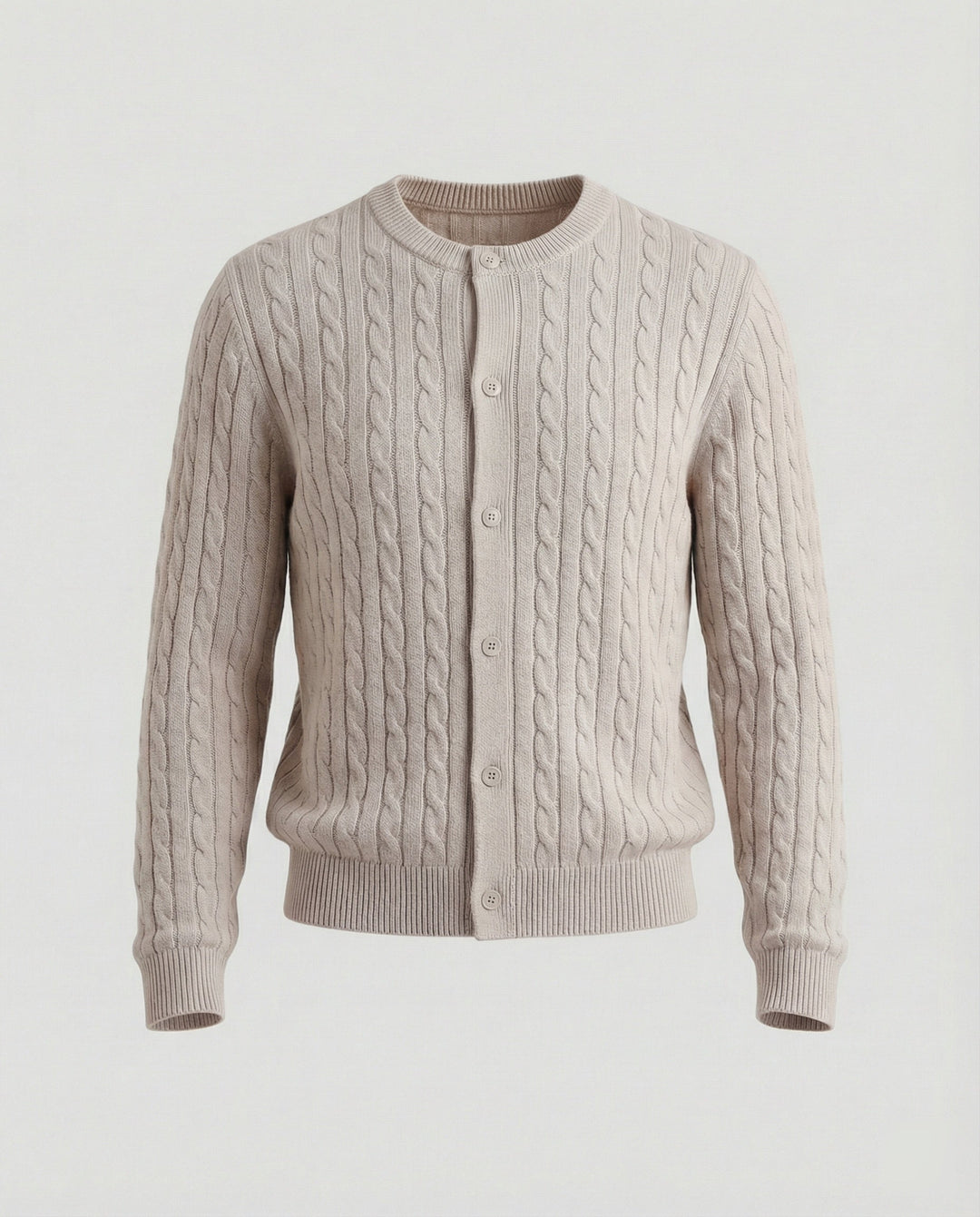 Damen kurzes Zopfmuster-Cardigan mit Rundhalsausschnitt und minimalistischer Knopfleiste Drune