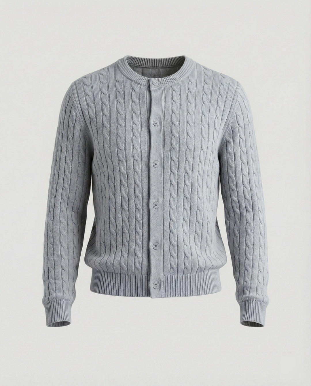 Damen kurzes Zopfmuster-Cardigan mit Rundhalsausschnitt und minimalistischer Knopfleiste Drune
