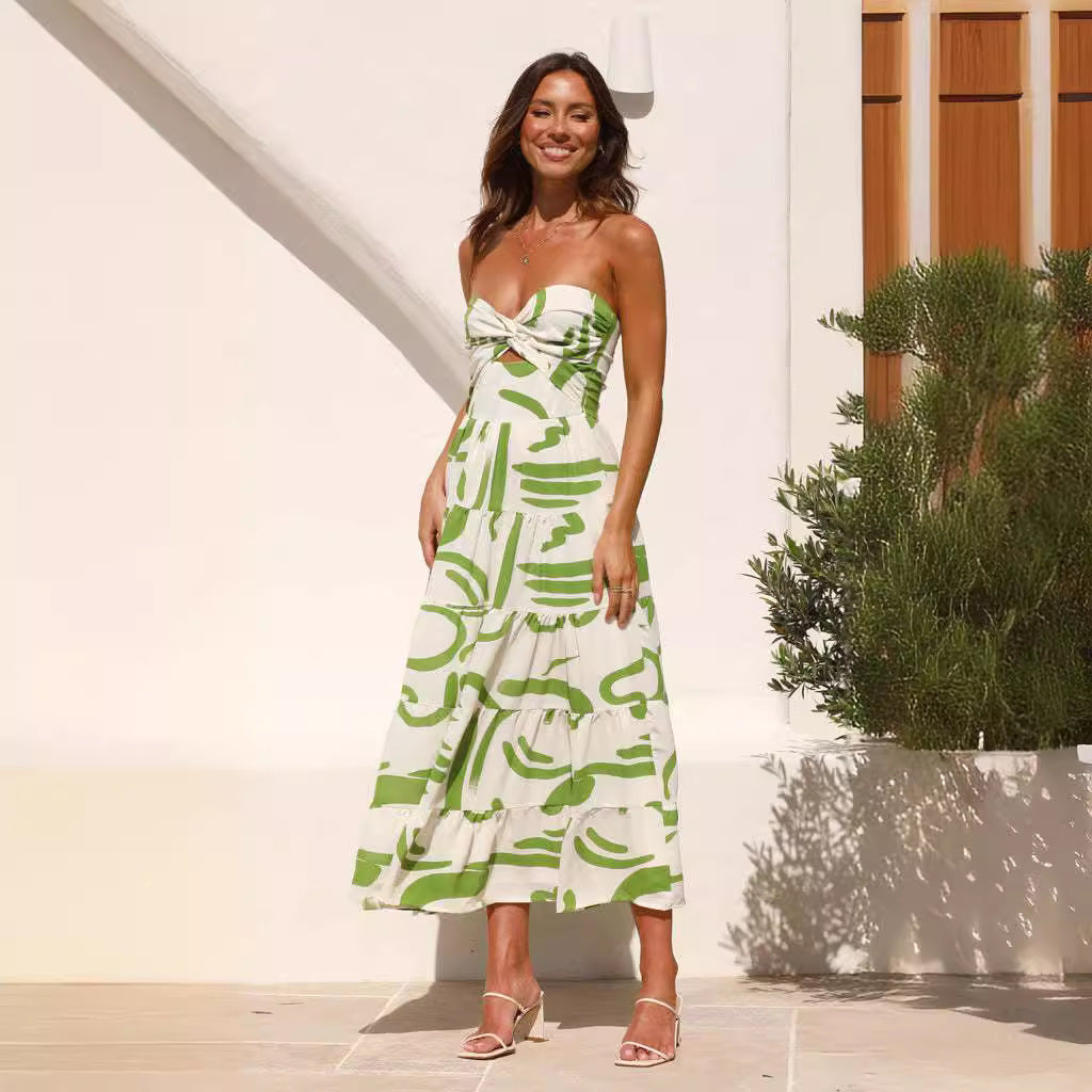 Damen Maxikleid mit modernen Drapierungen und lässigem Schnitt Drune