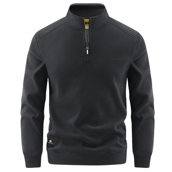 Herren Atmungsaktiver Microfleece-Halbreißverschluss-Pullover mit Stehkragen und Raglanärmeln Drune