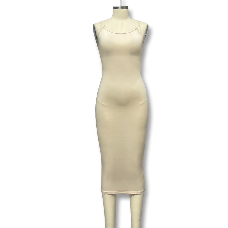 Damen Figurumspielendes Maxikleid mit Spaghettiträgern und elegantem Schnitt Drune