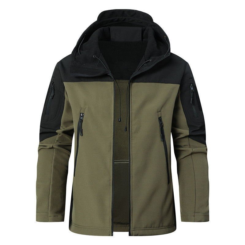 Herren winddichte Softshelljacke mit Kapuze und wasserabweisender Membran Drune