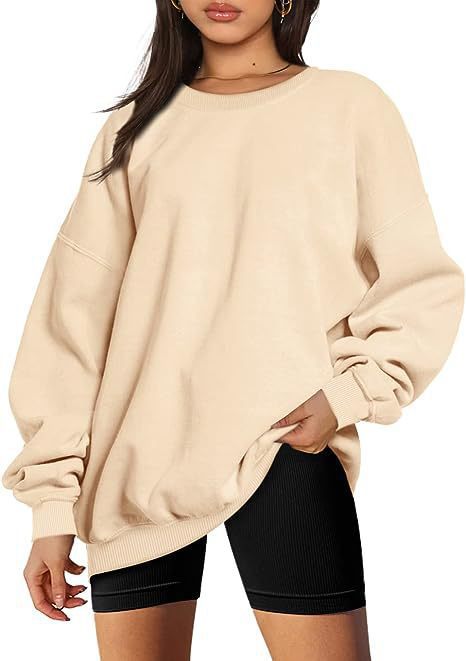 Damen nan Oversize-Sweater mit tiefem Schulterfall und gerippten Bündchen Drune
