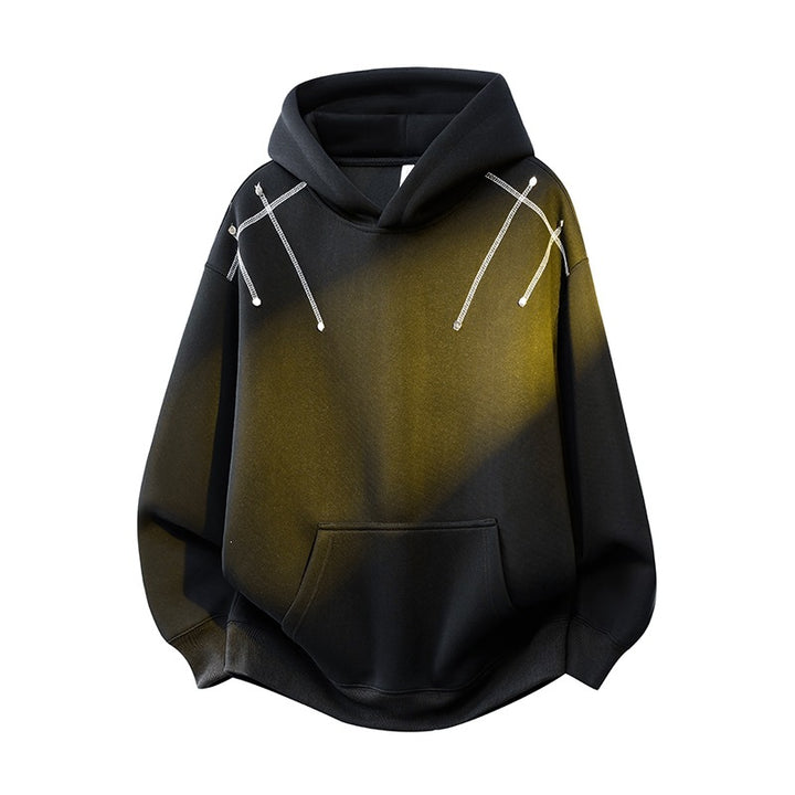 Unisex Oversize-Kapuzenpullover mit Kängurutasche und dekorativen Zugbändern Drune