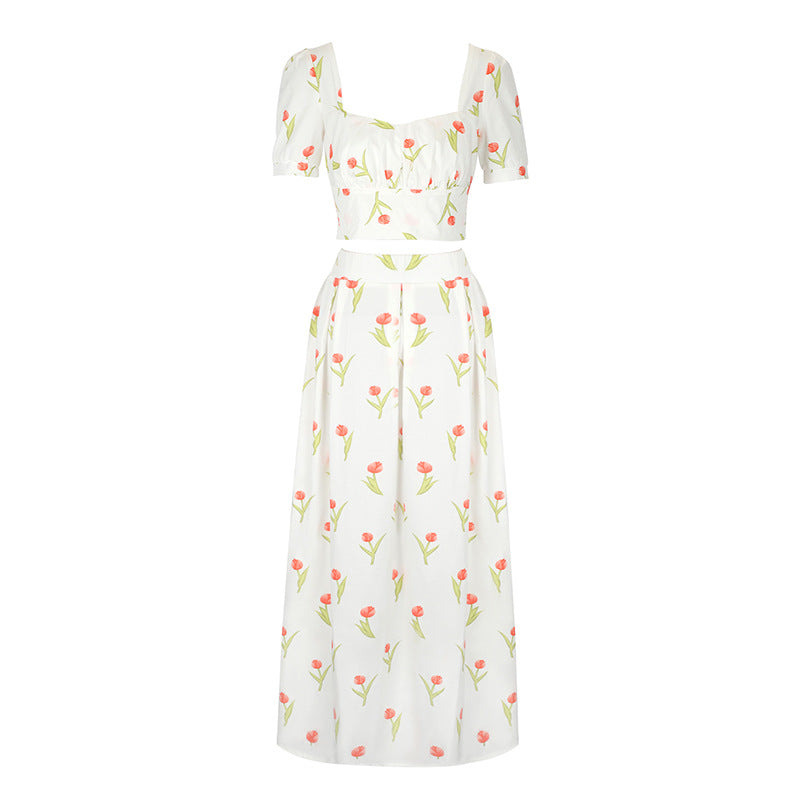 Damen Maxikleid mit floralen Akzenten und taillierter Silhouette Drune
