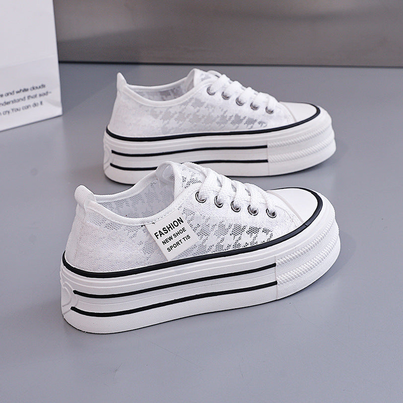 Damen Sneakers mit hohem Plateau und atmungsaktiver Oberseite Drune
