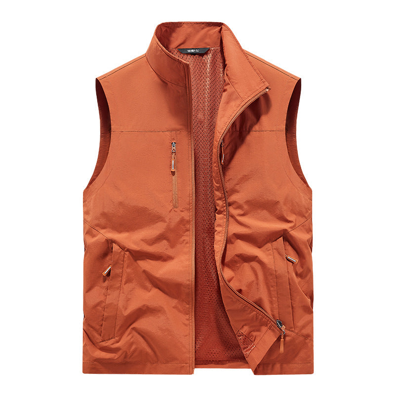 Herren Leichte Outdoorweste mit Mesh-Innenfutter und Multifunktionstaschen Drune