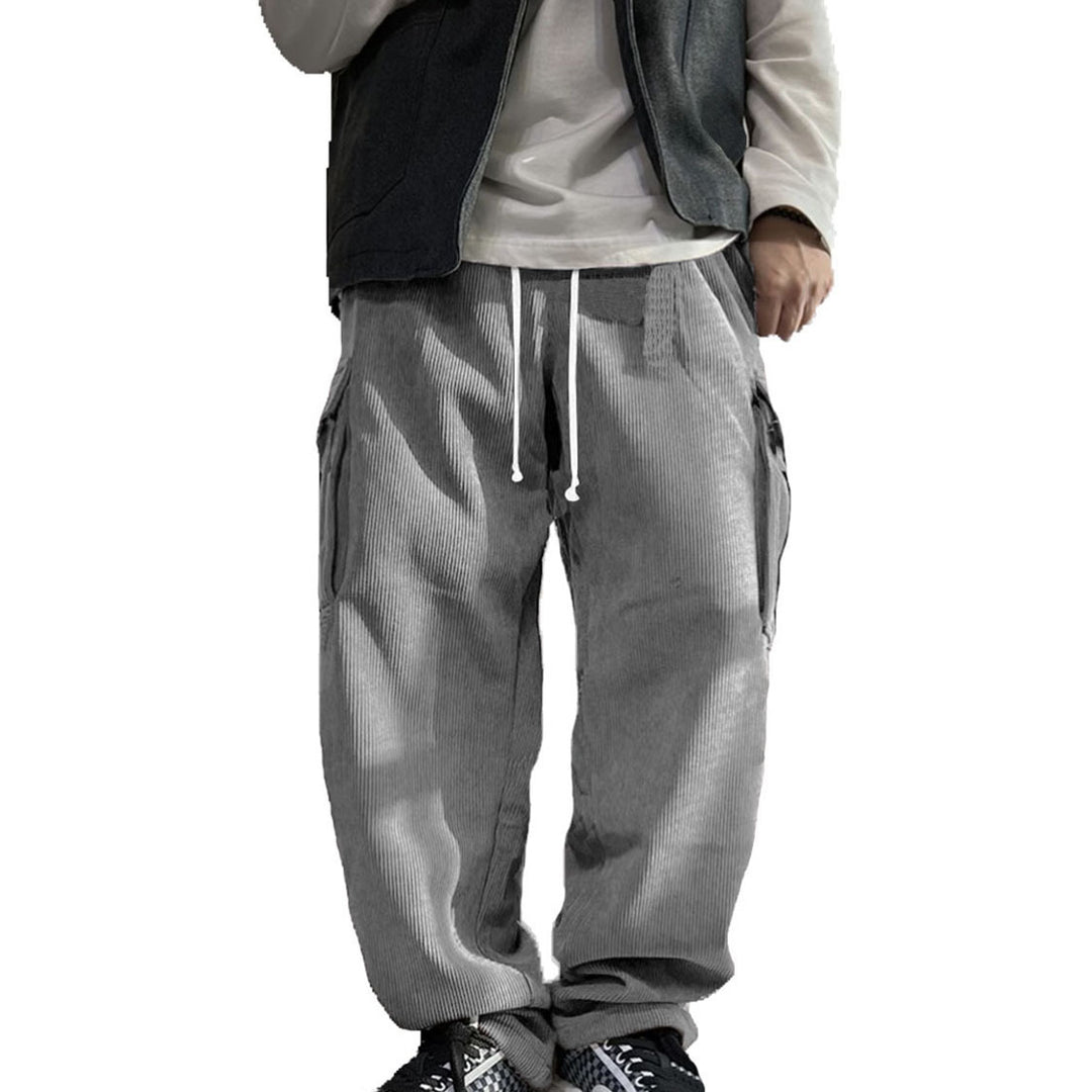 Herren Weite Cord-Cargo-Hose mit Tunnelzug, Elastikbund & Multifunktionstaschen Drune