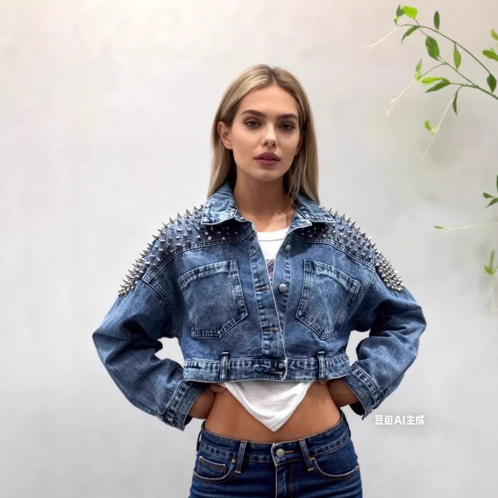 Damen Denimjacke mit Nietenverzierungen Drune