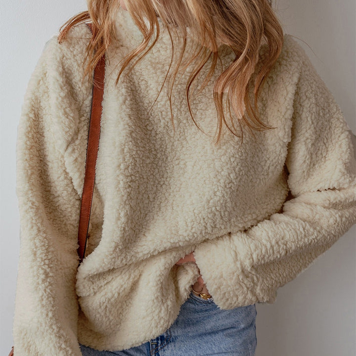 Damen Kuscheliger Fleece-Pullover mit hohem Kragen und weitem Schnitt Drune