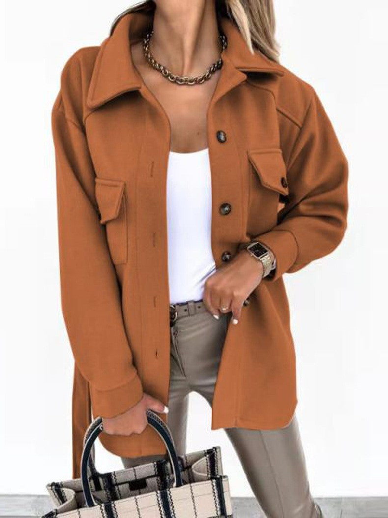 Damen Oversize-Hemdenjacke mit aufgesetzten Klappentaschen Drune