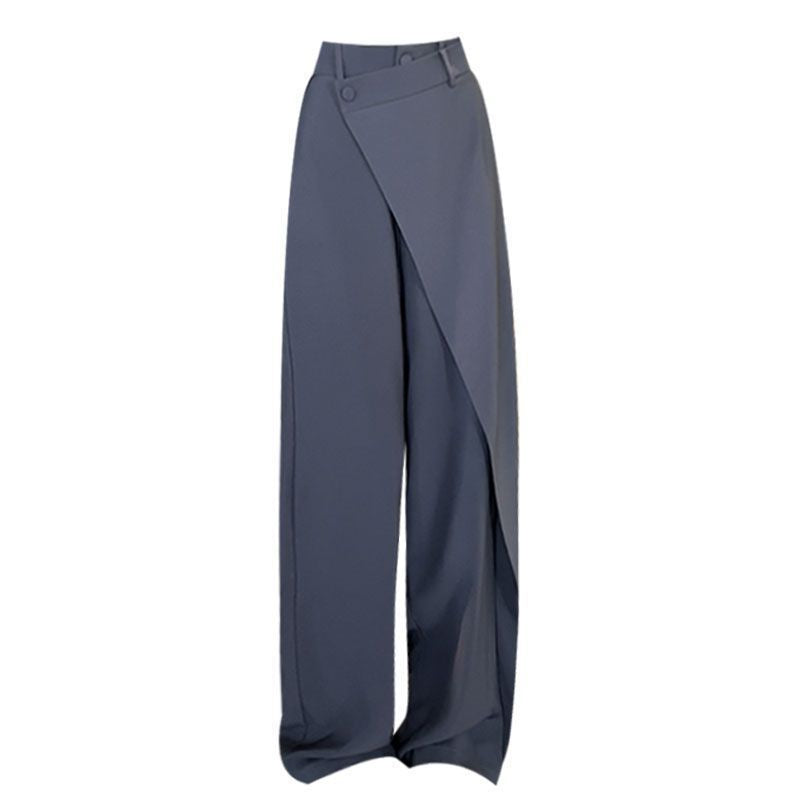 Damen elegante weit geschnittene Palazzo-Hose mit asymmetrischen Schnittdetails Drune
