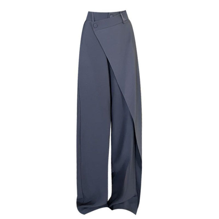 Damen elegante weit geschnittene Palazzo-Hose mit asymmetrischen Schnittdetails Drune