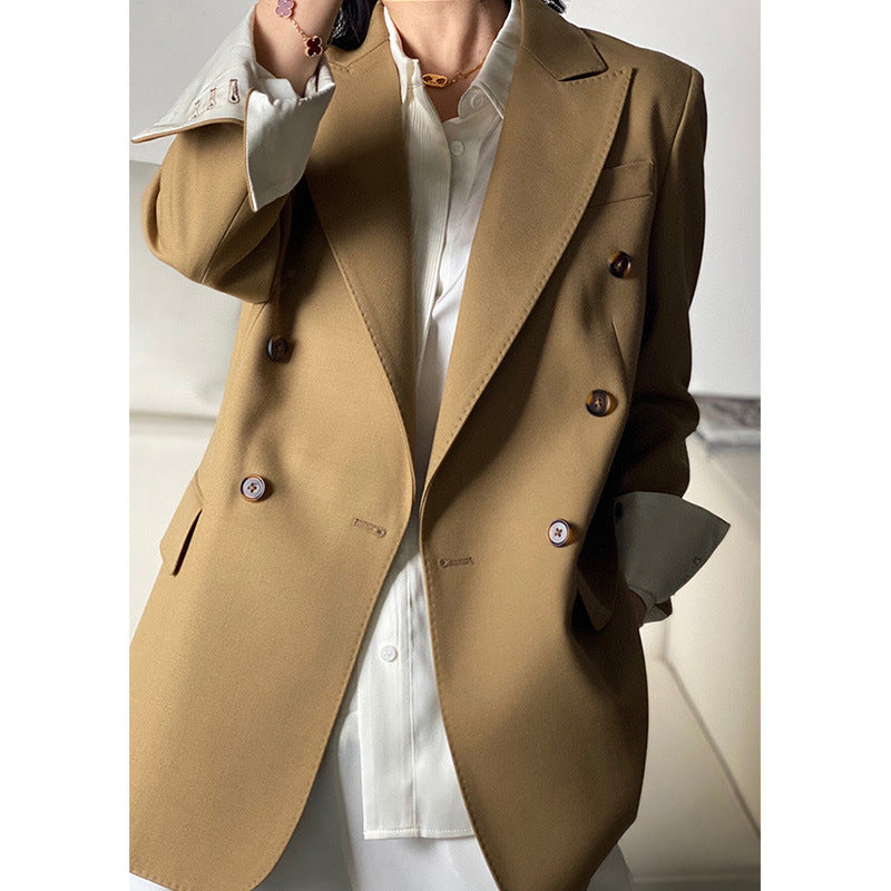 Damen Doppelreiher Wollblazer Drune